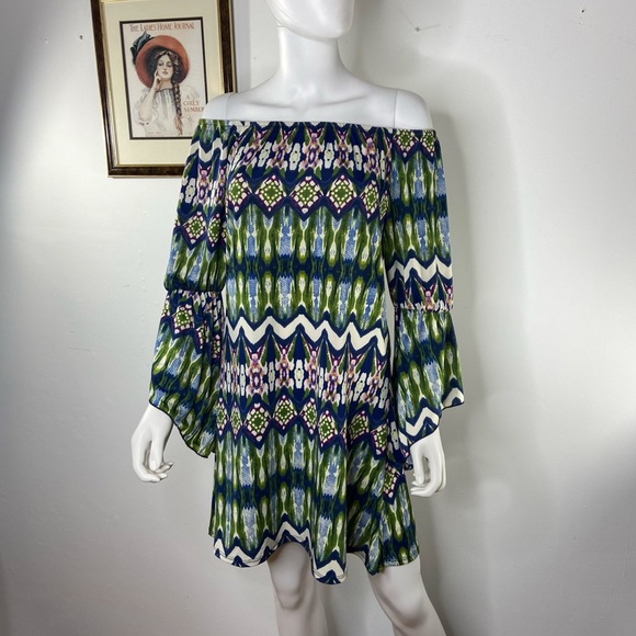 Beautiful off shoulder tie-dyed effect women’s dress Astoria Born - Picture 1 of 13